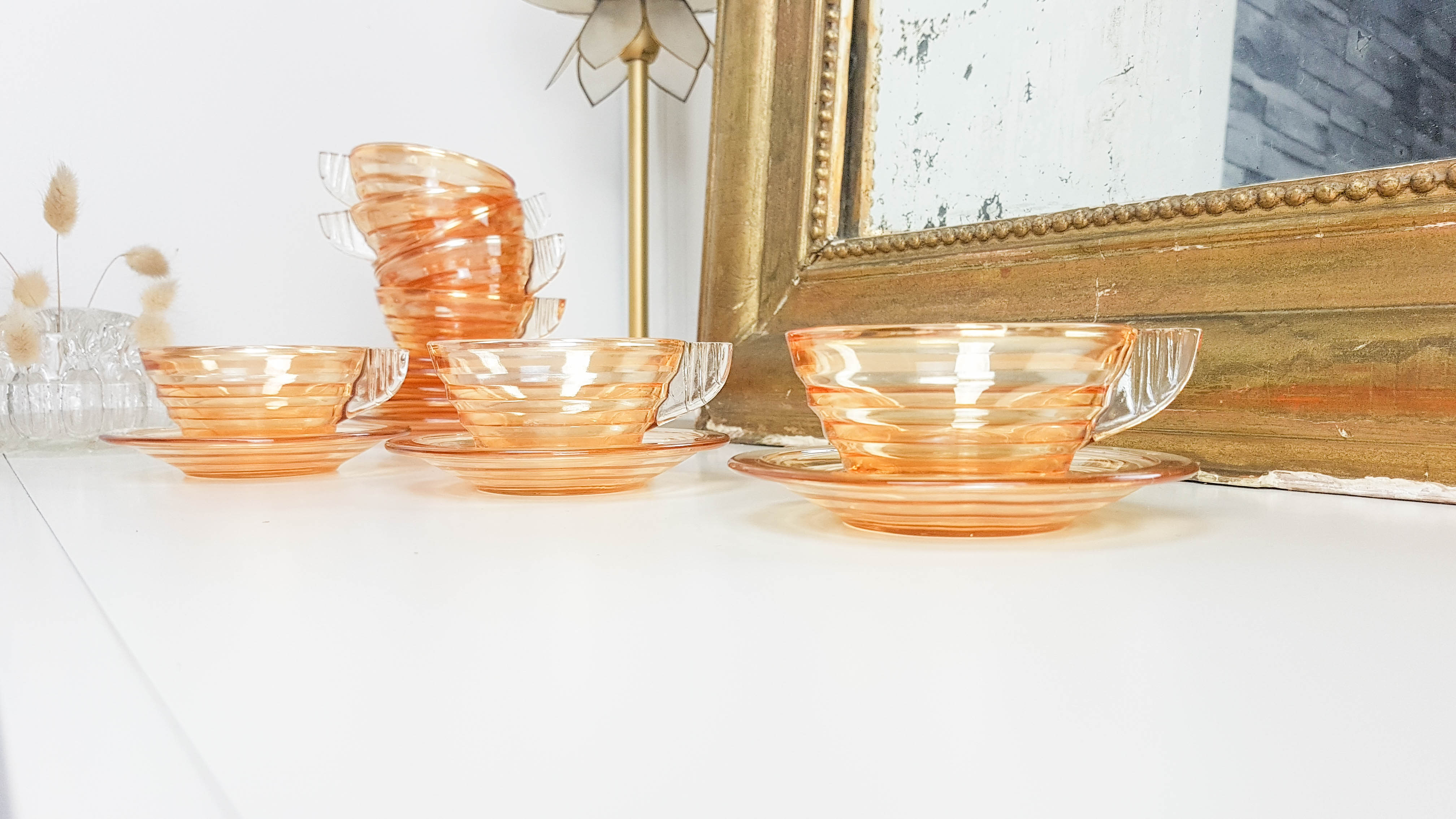 Gondolo coffee service in iridescent glass