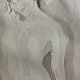 Signed watercolour monochrome painting "Hammam" of a female portrait.