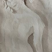 Signed watercolour monochrome painting of a female portrait "Hammam"