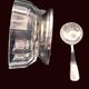 Art Deco thick crystal/glass bowl, silver-plated metal pedestal.