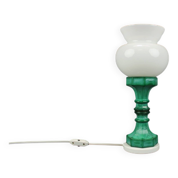 1970s Czechoslovak malachite-style table lamp