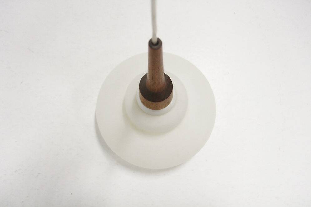 Scandinavian teak and glass pendant light, Sweden, 1950