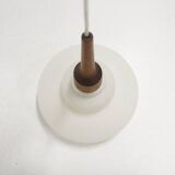 Scandinavian teak and glass pendant light, Sweden, 1950