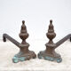 Vintage fireplace channels, cast-cast and bronze chenets