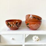 Vintage terracotta bowls decorated flowers