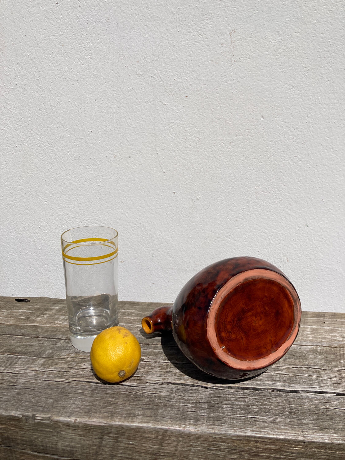 Zoomorphic pitcher bird / hen 1970 glazed ceramic brown and yellow