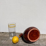 Zoomorphic pitcher bird / hen 1970 glazed ceramic brown and yellow
