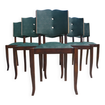 Chaises Art Déco restaurées, lot de 6