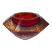 Superb submerged triple glass ashtray from Murano.