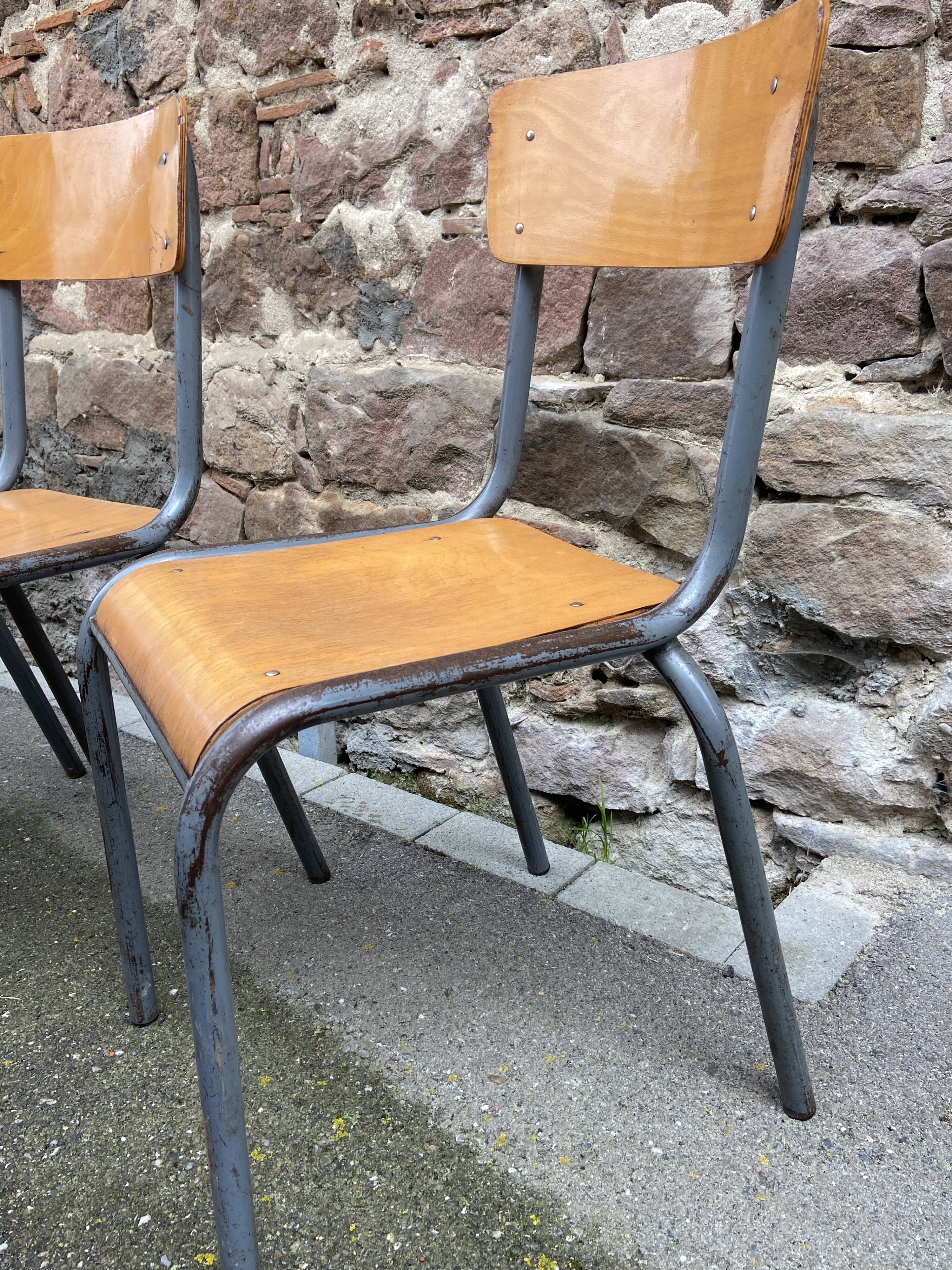 8 vintage industrial school chairs for communities mullca delagrave tube & wood french school chair