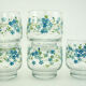 5 water glasses - decoration small blue flowers - Veronica Luminarc Arcoroc - vintage 80s