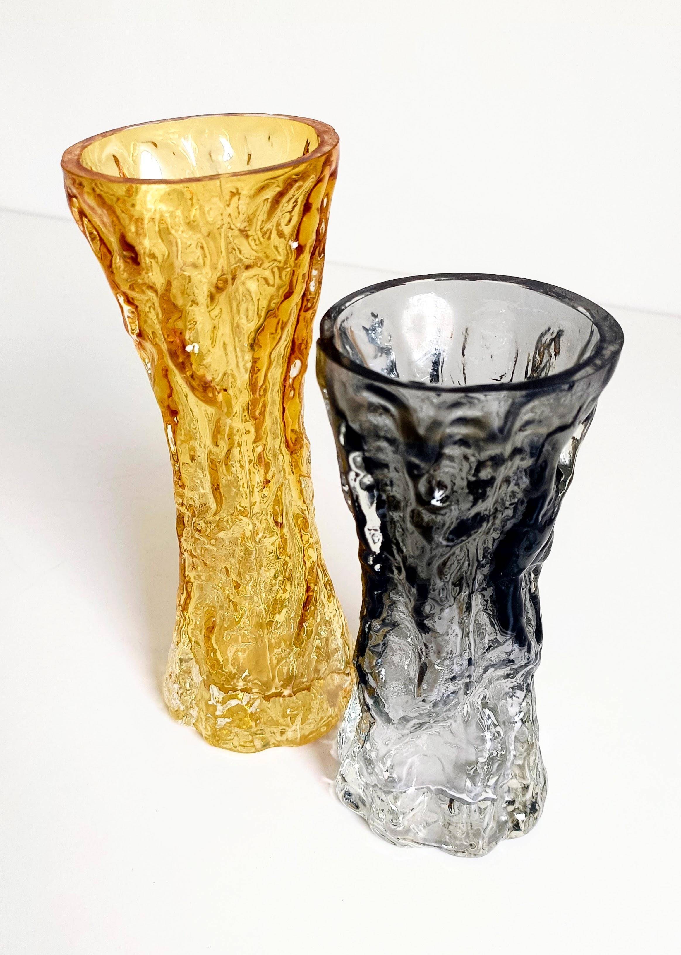 1970s Brutalist Art Glass Vases by Kurt Wokan, Handmade in Germany