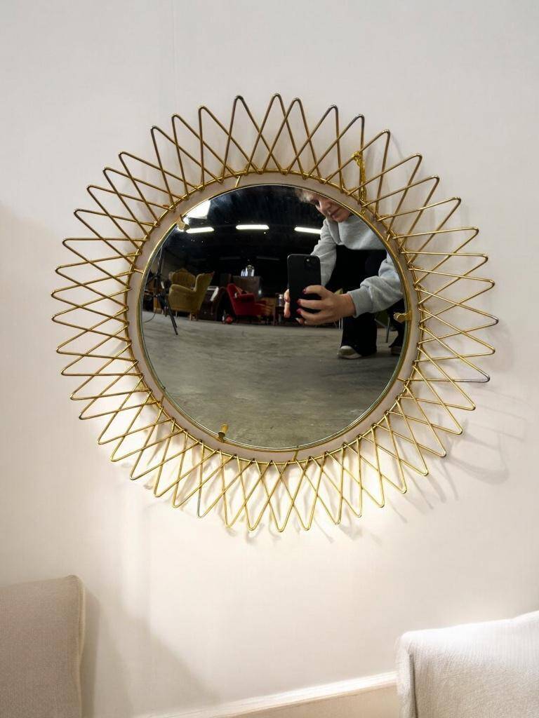 Vintage gold sunburst mirror / solar mirror