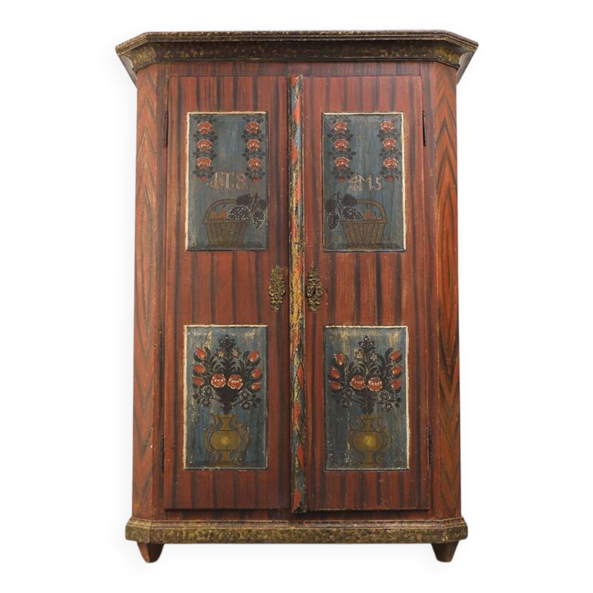 Painted Folk Art Bridal Cupboard