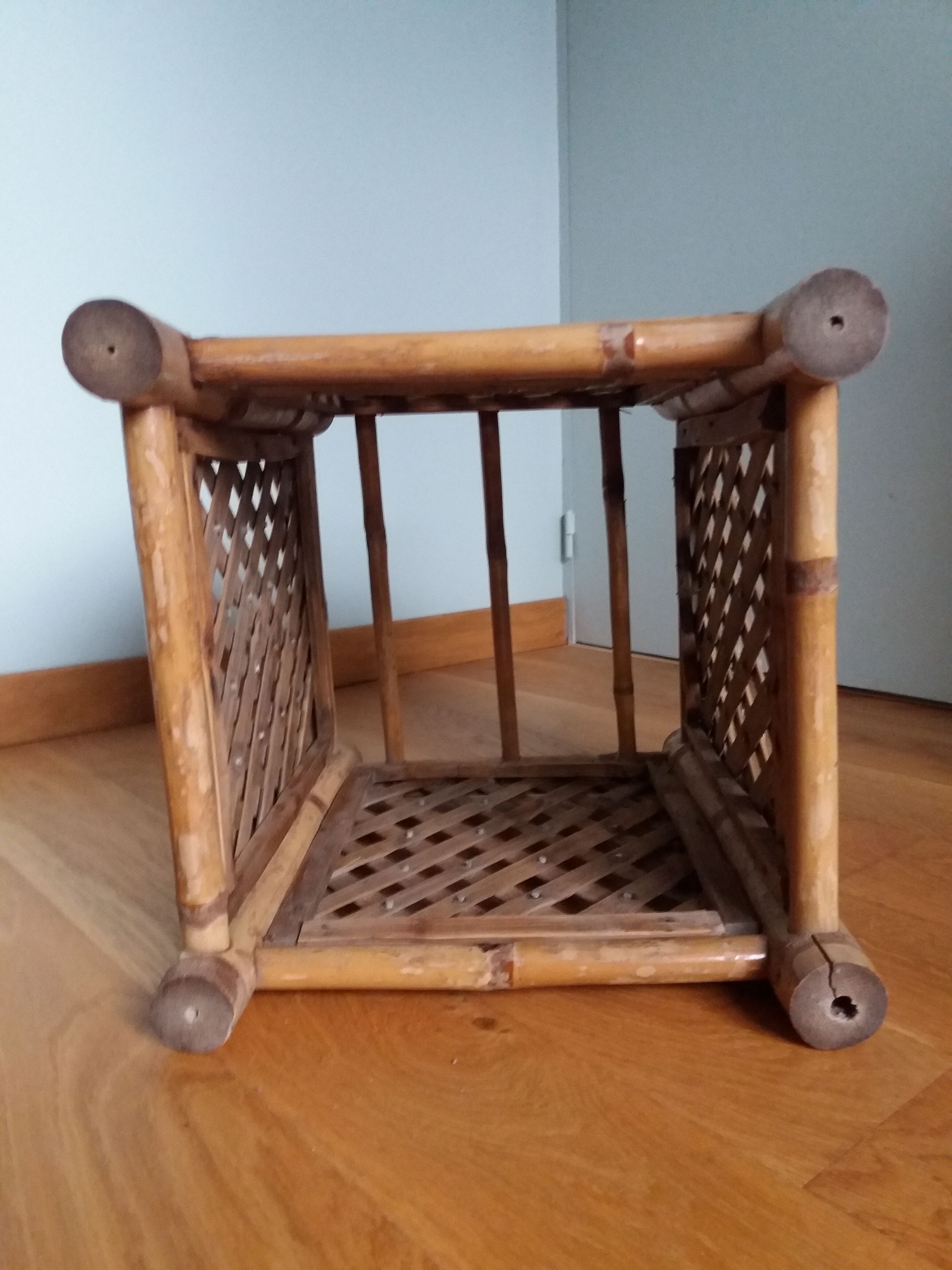 Cache pot large square bamboo