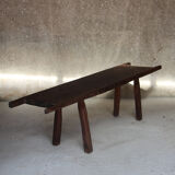 Brutalist solid oak bench / console 1950