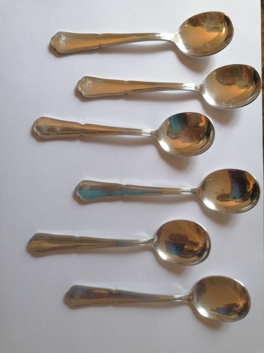 6 silver metal ice cream spoons