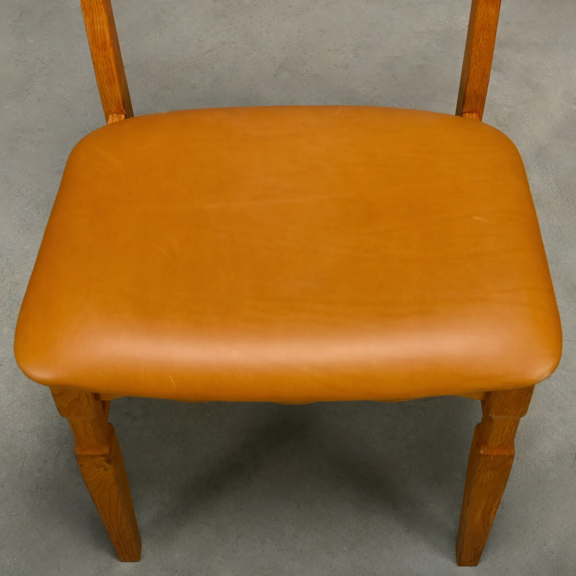 Razorblade style dining chairs by Henning Kjærnulf Oak and Leather Denmark