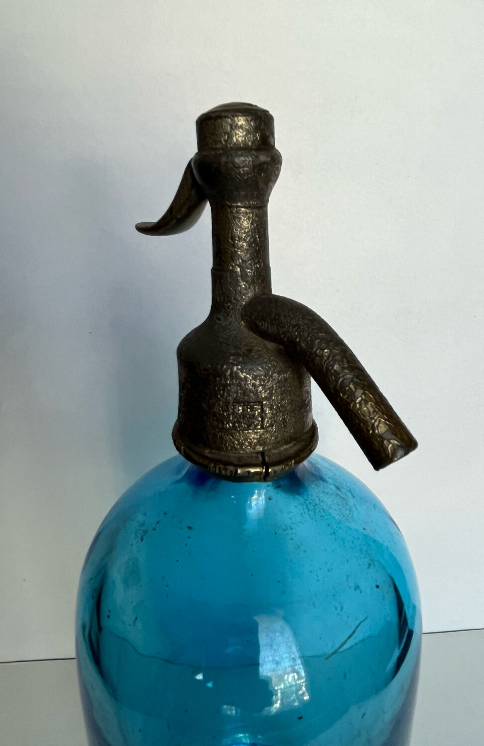 Old blue glass siphon
