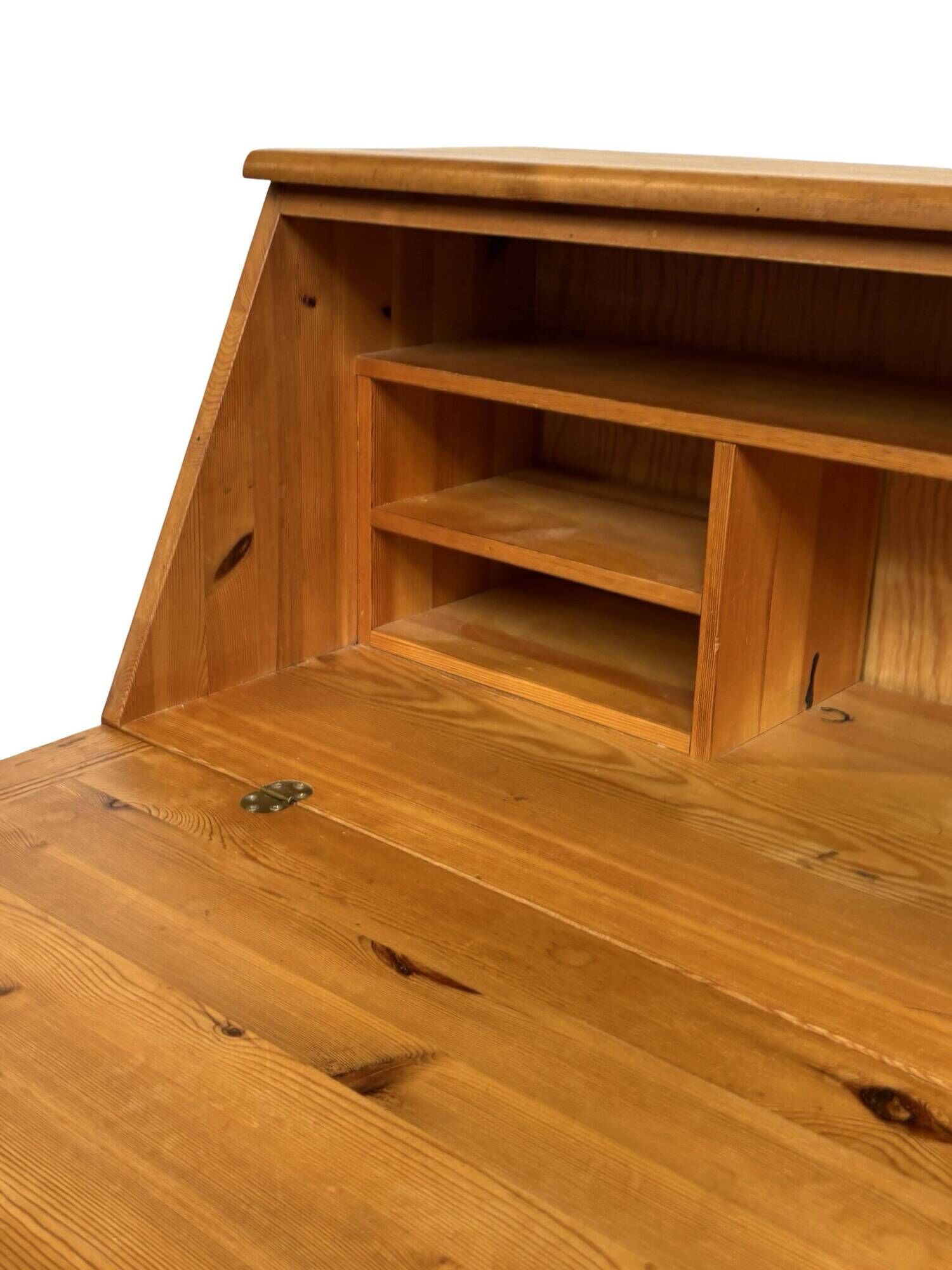 Vintage pine secretaire workstation desk, 1980s design