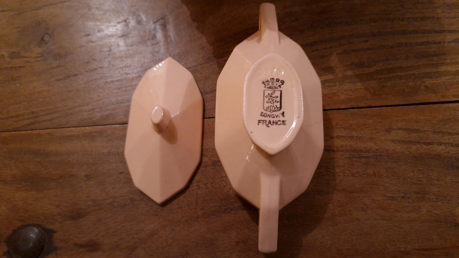 Longwy ceramic pink coffee tea set