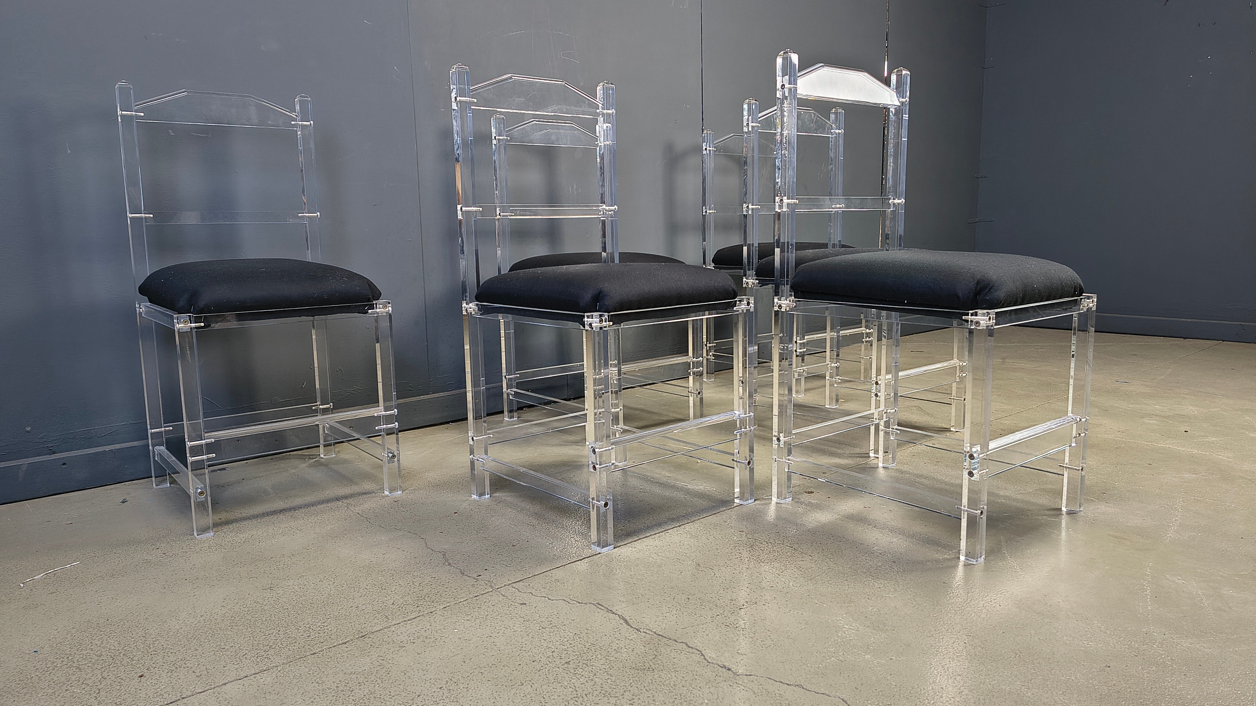 Lucite or plexi dining chairs, 1970s - set of 6
