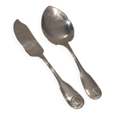Silver-plated ice cream serving set for 2, Christofle Vendôme silversmith