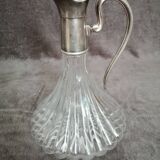 Glass and silver metal wine carafe