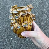 Vintage ceramic vase with mushroom relief decoration