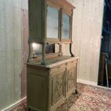 Two-body sideboard in solid oak, Art Nouveau period