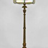 Floor lamp in gilded carved wood and pearly glass lampshade, Art Deco, France, Circa 1920