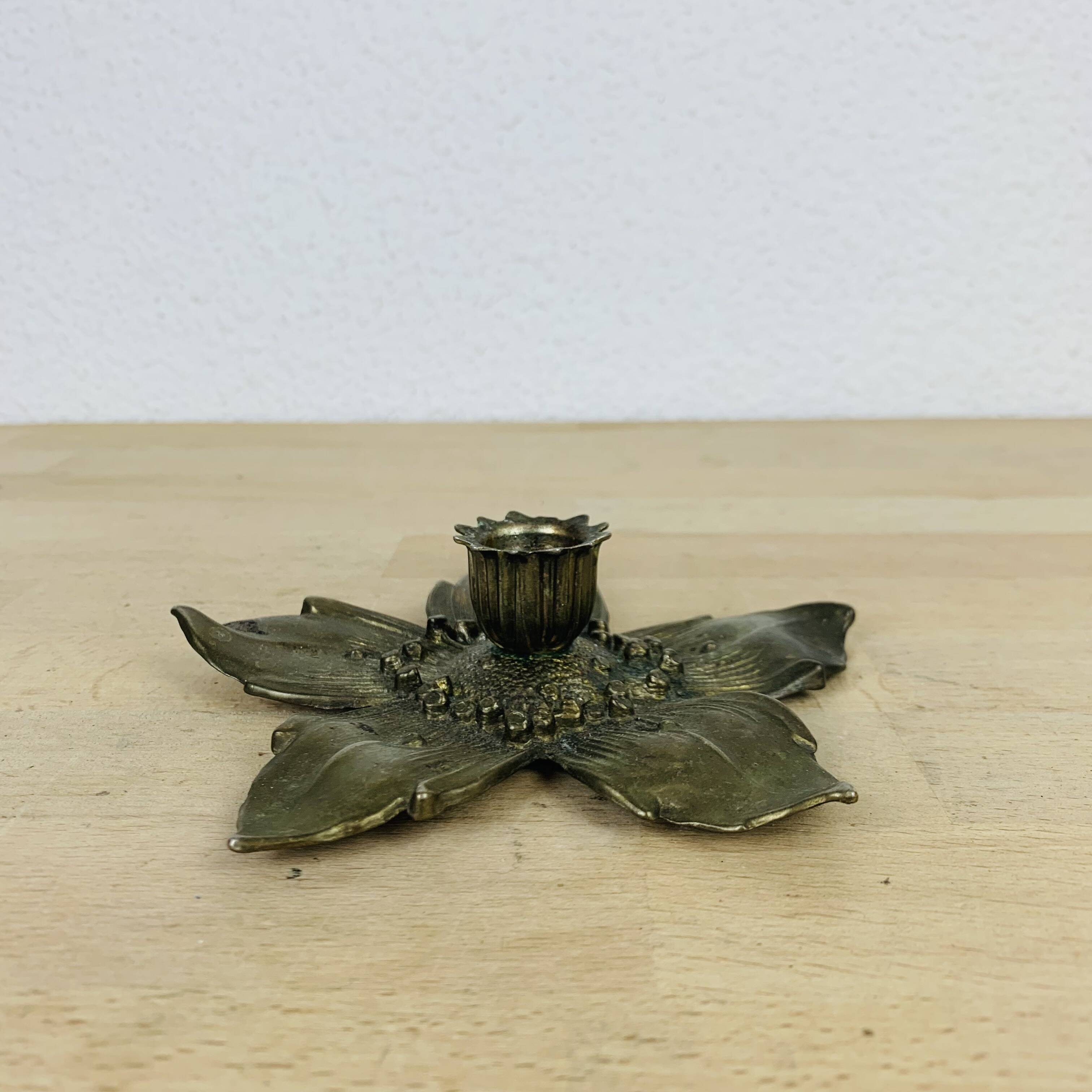 Vintage brass flower candle holder