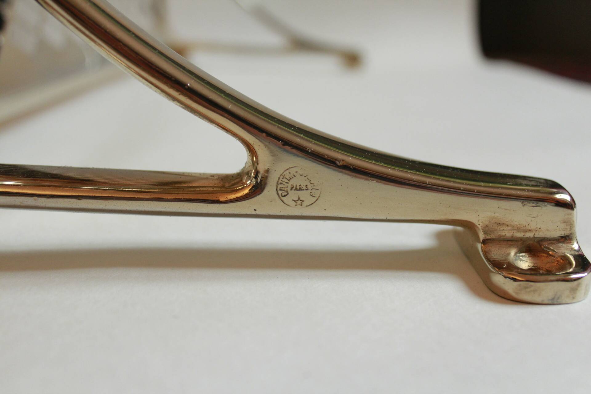 Old brass train luggage rack