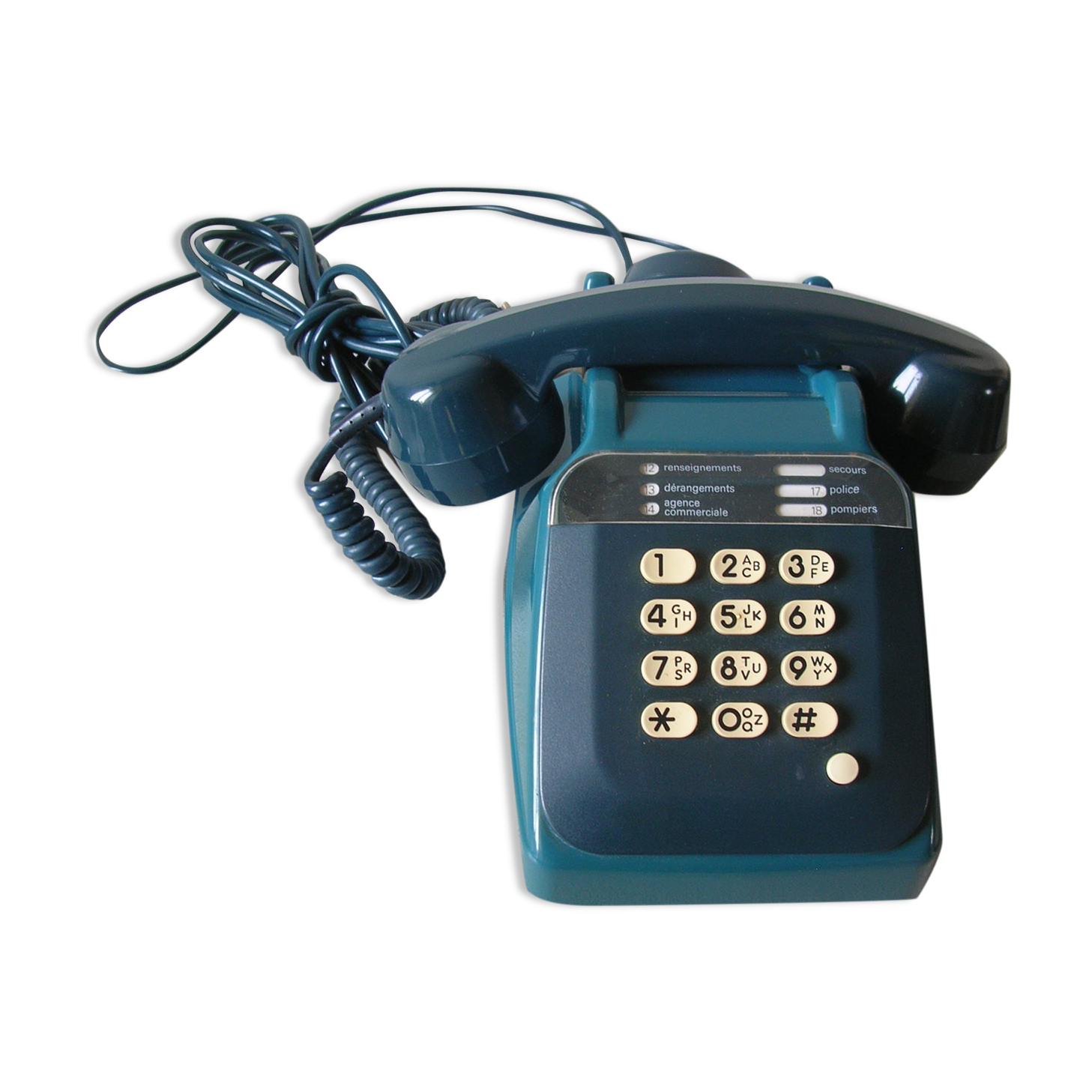 Old phone with keys Socotel S63 blue duck deco retro vintage office living room