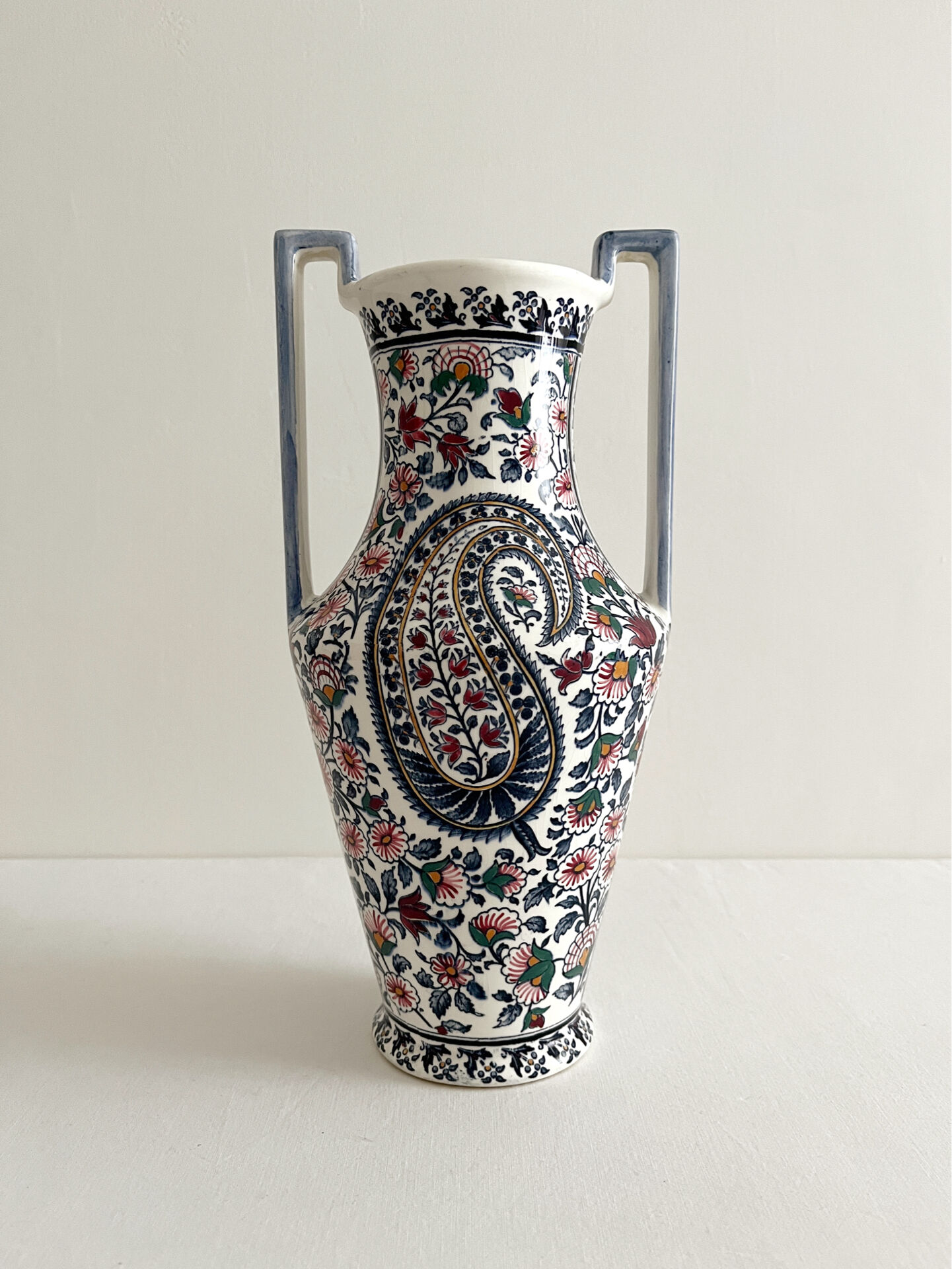 Vase amphore « cachemire » en faïence de Gien
