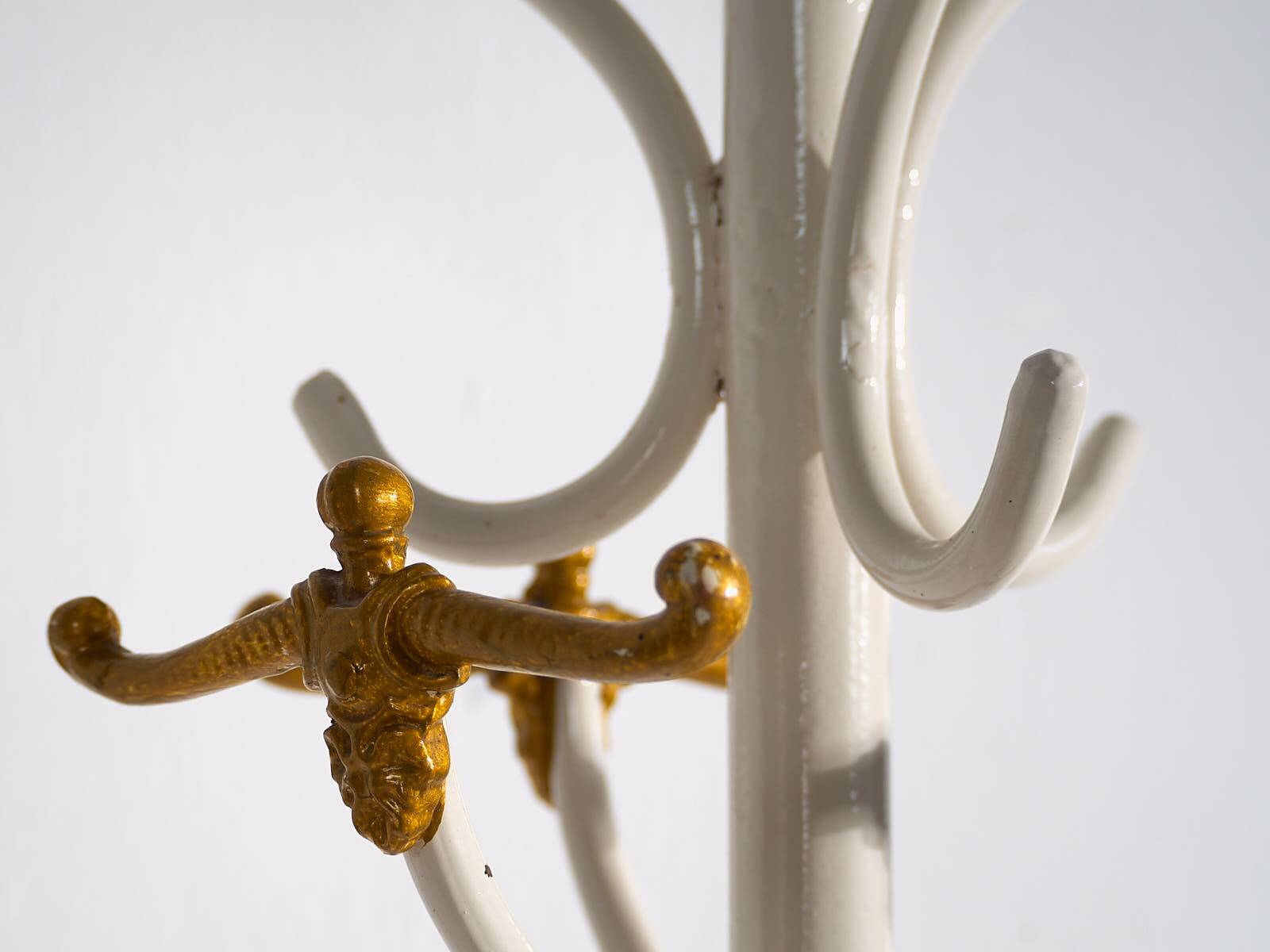 Antique white and gold floor coat rack (circa 1920)