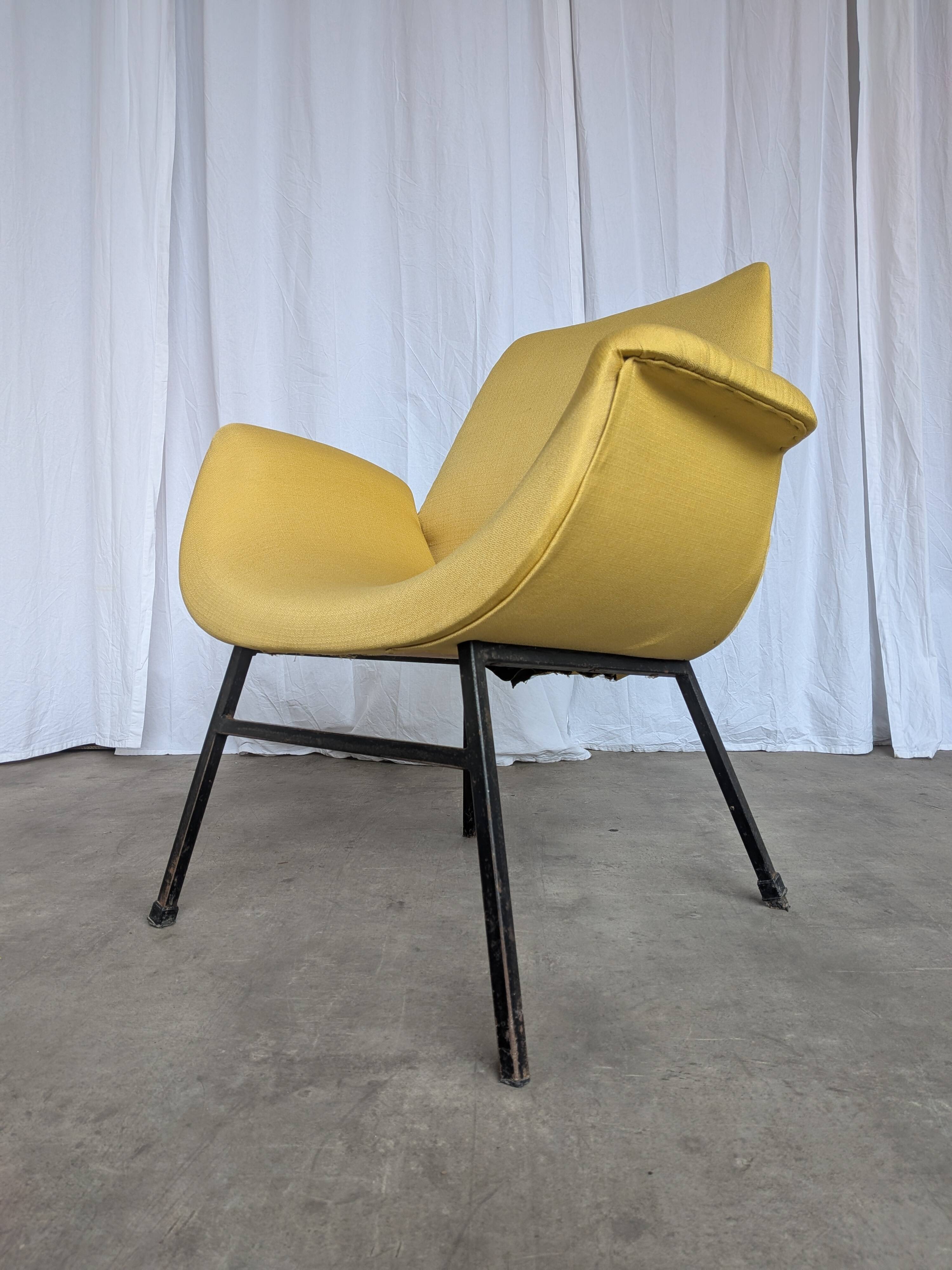 Vintage Mid-Century Modern Yellow Fabric Armchair - Alvin Lustig Style