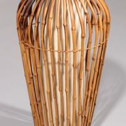 Midcentury Floor Lamp Rattan, Bamboo and Fabric Franco Albini, Italy 1960s