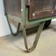 Industrial Iron Cabinet with Mesh Doors on Wheels, 1960s