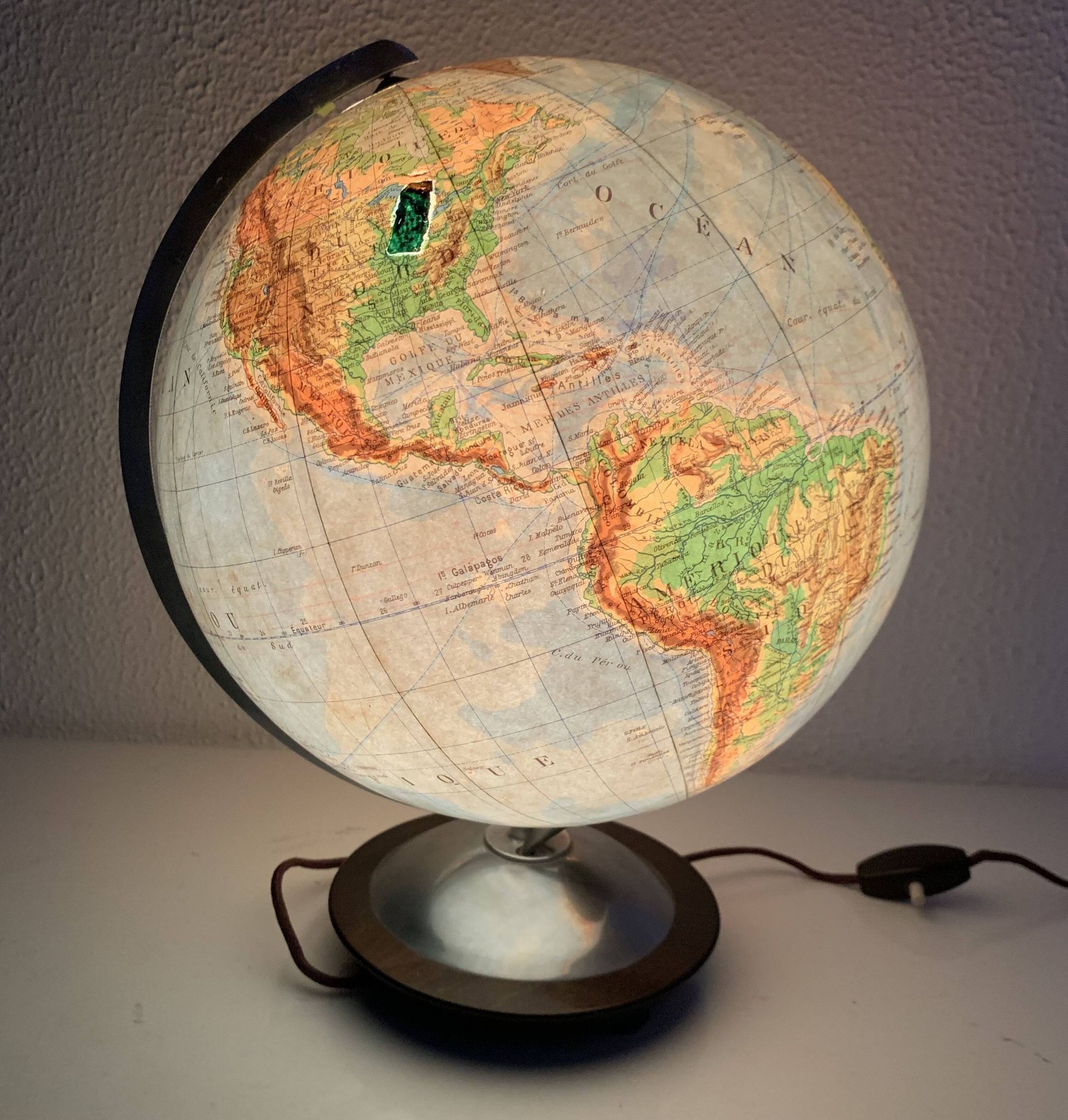 Vintage 1950 terrestrial globe glass Colomb political world map - 34
