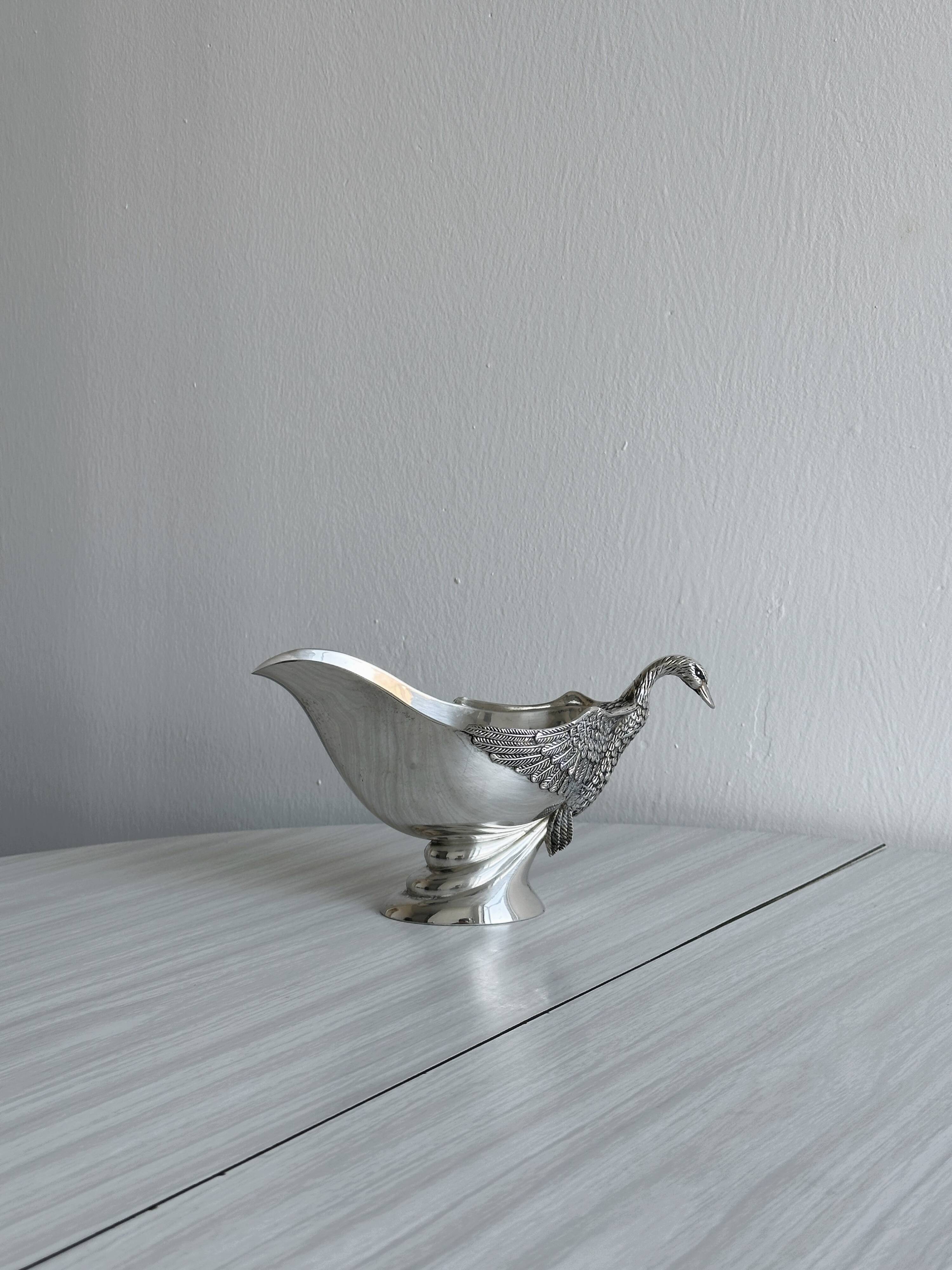 Saucière en métal argenté