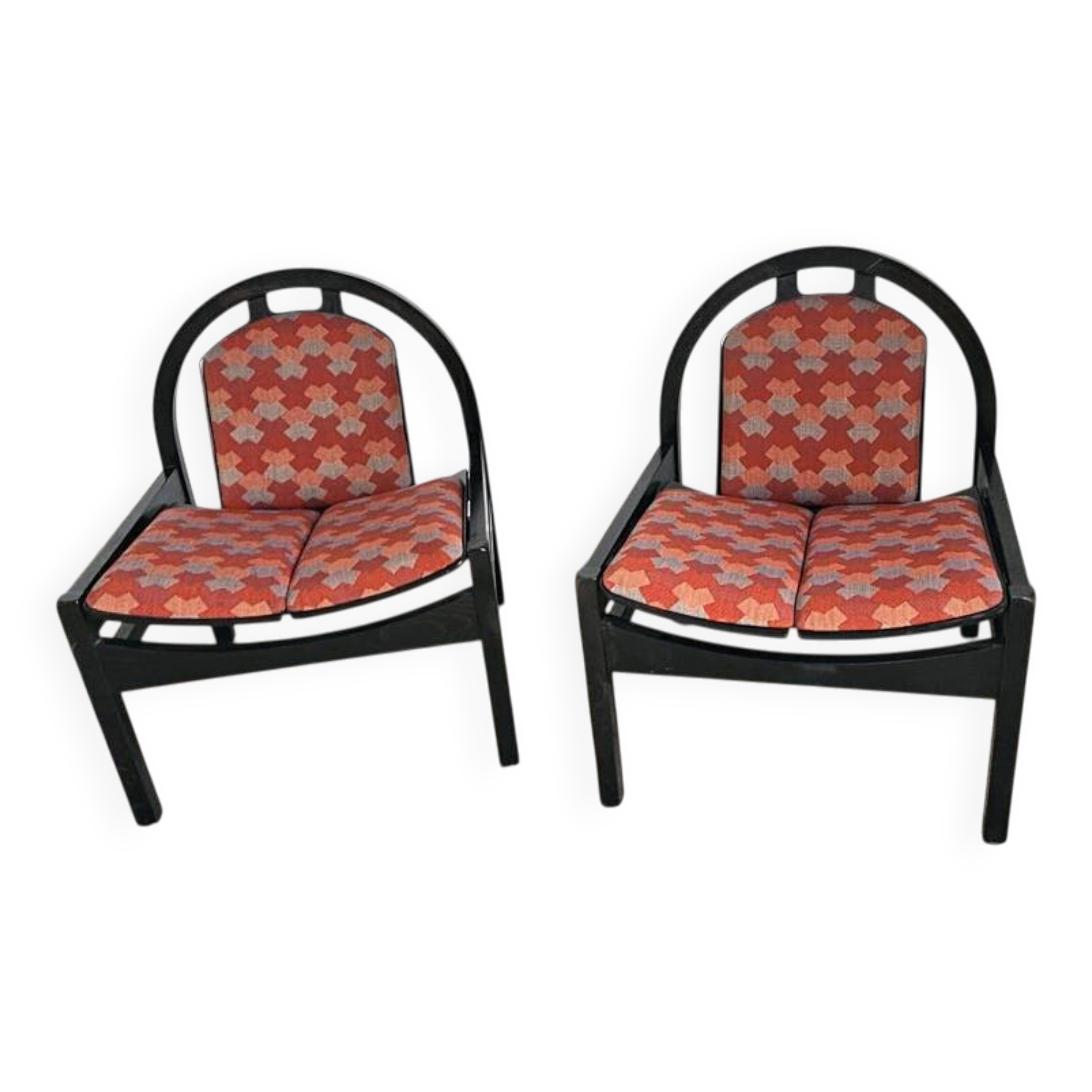 Vintage Argos armchair pair – Baumann – stained beech wood