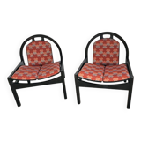 Vintage Argos armchair pair – Baumann – stained beech wood