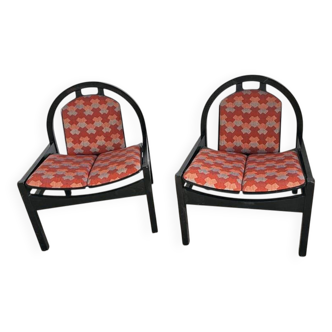 Vintage Argos armchair pair – Baumann – stained beech wood