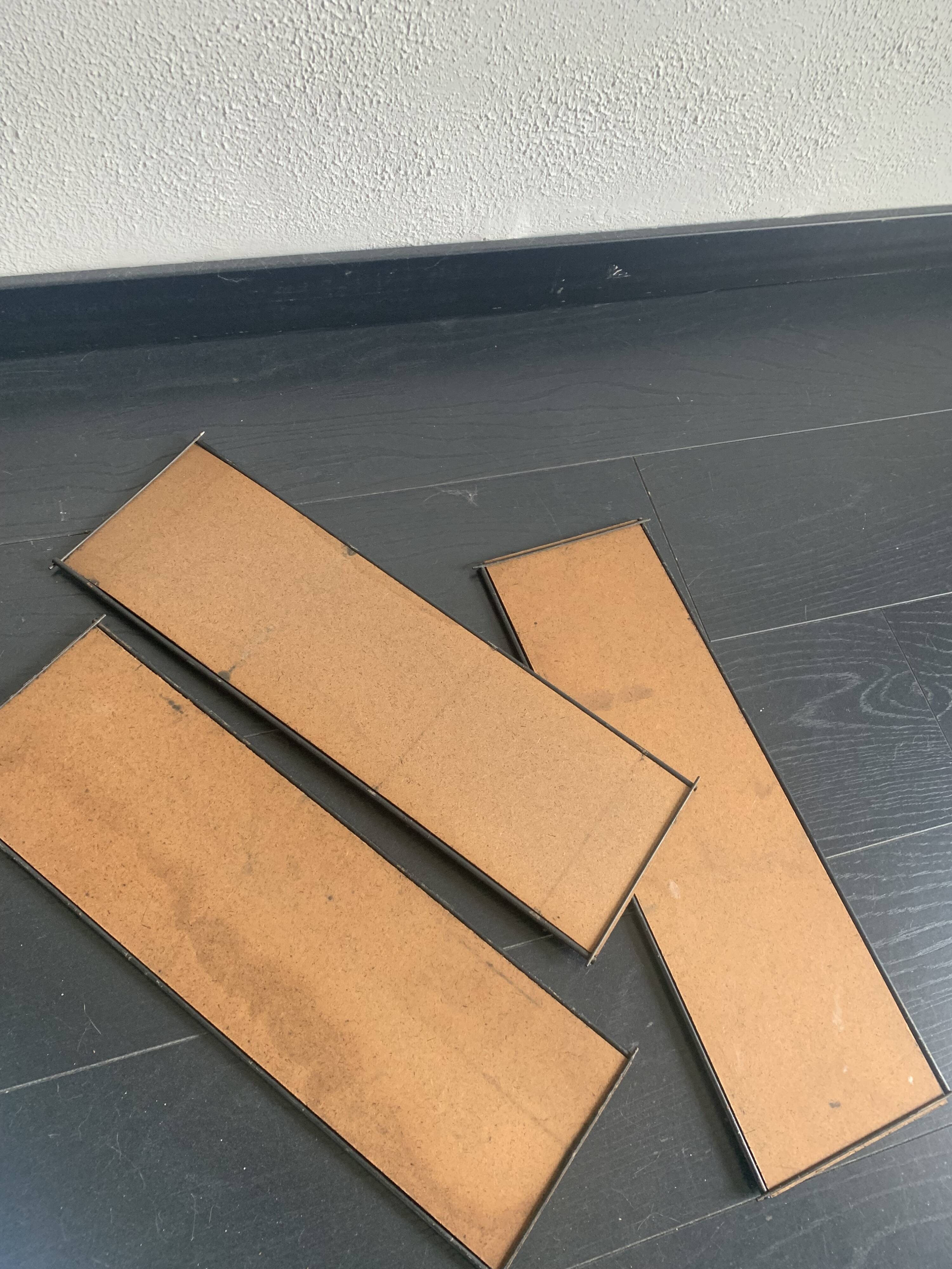 Vintage 1960 String wall shelf in gold wood - 60 x 50 cm