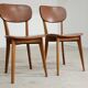 Pair of vintage French chairs in light brown skai
