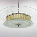 1940s Rare Italian Chrome & Glass  Chandelier, Restored