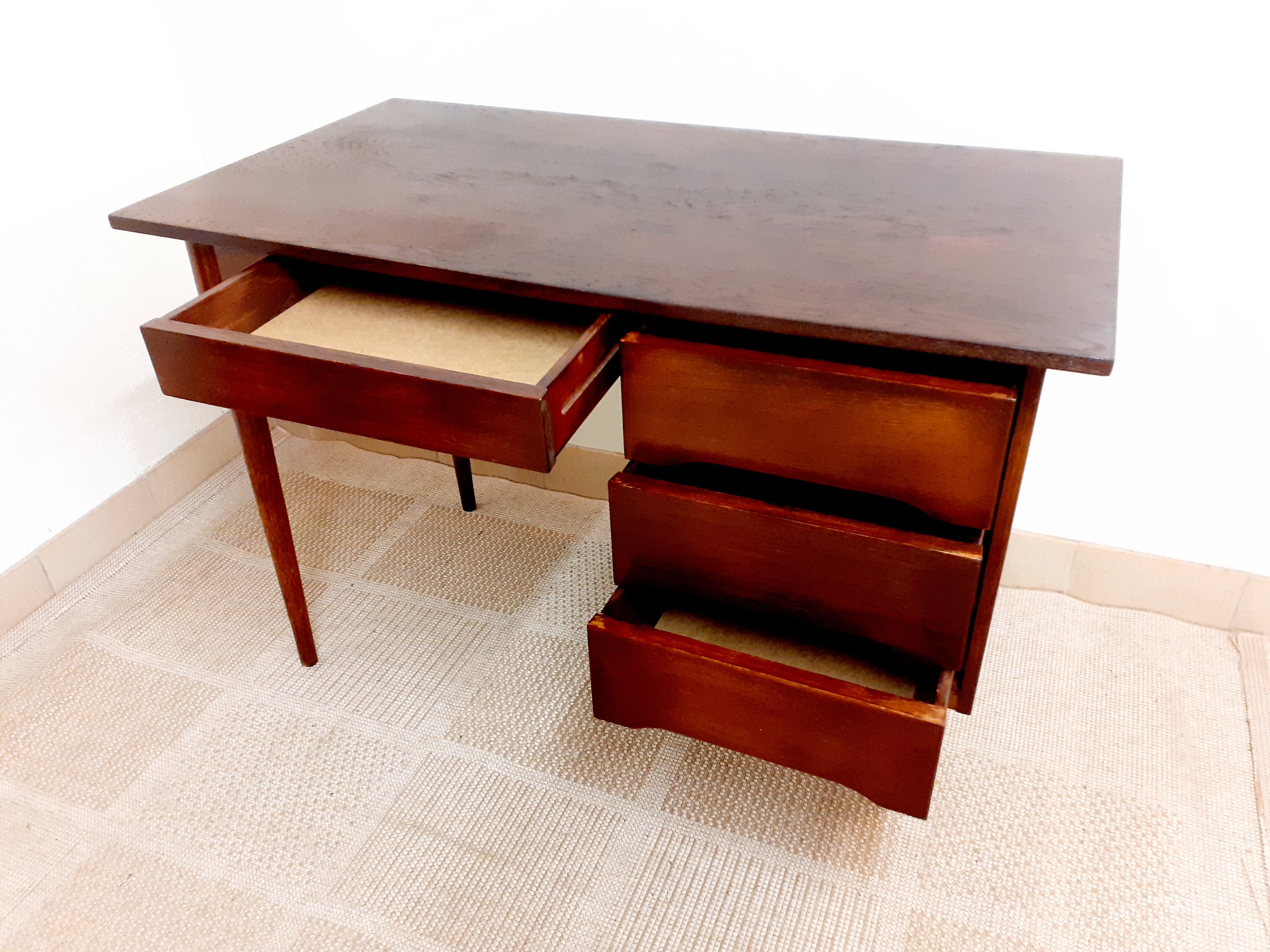Vintage dark wood desk 50s 60s