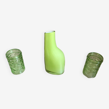 Set of 3 apple green colored vases