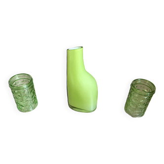 Set of 3 apple green colored vases